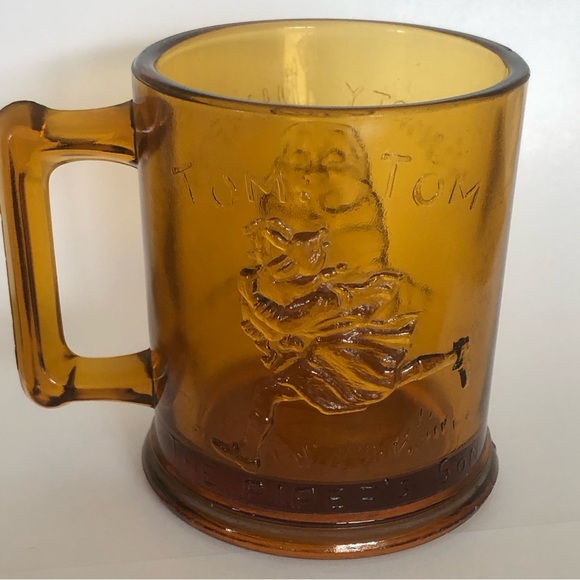 Vtg AMBER GLASS MUG Mother Goose Rhyme Nursery Tom Tom Humpty Dumpty Tiara Glass - Picture 10 of 16
